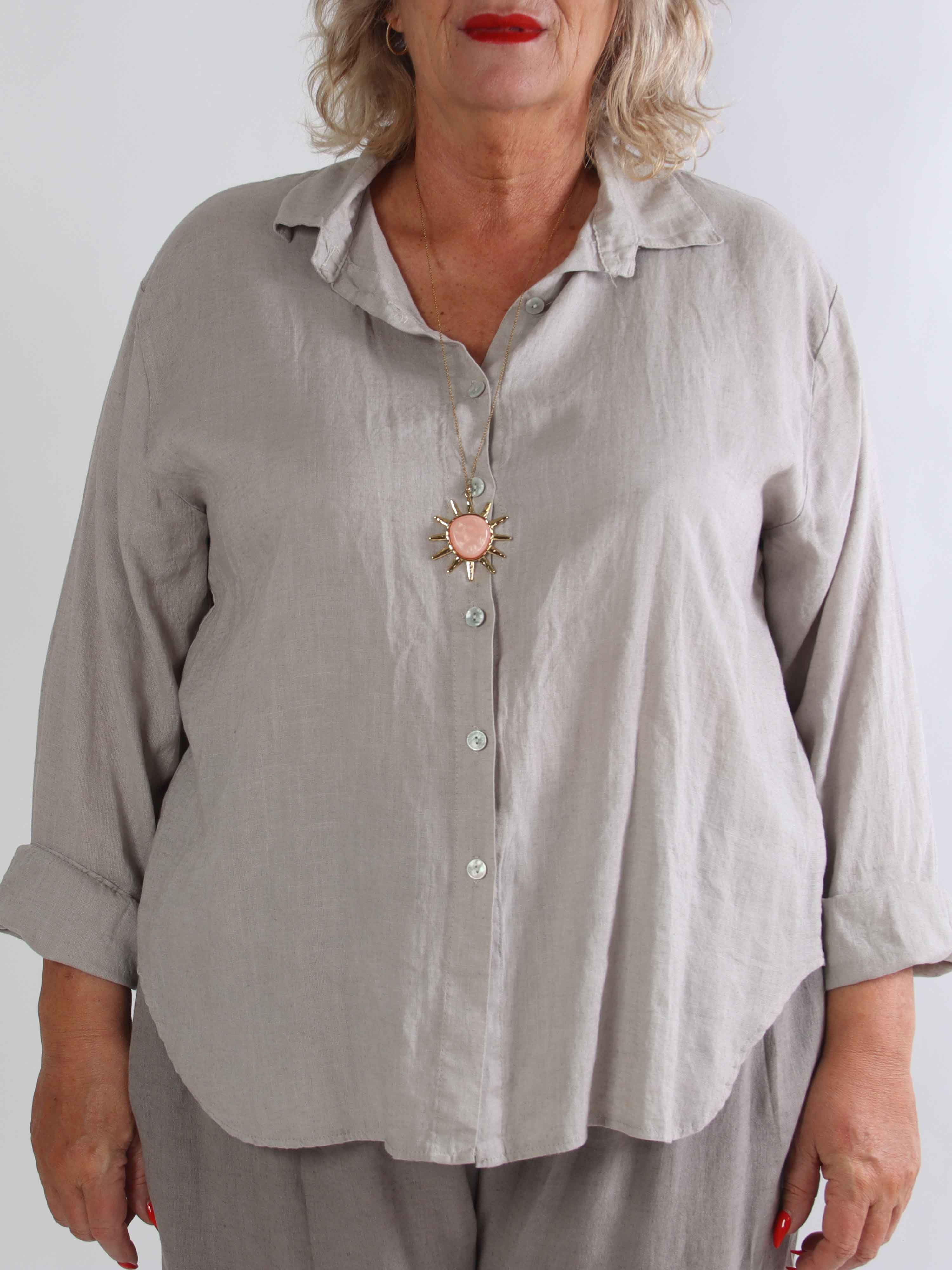 Clara Shirt - Enfärgad plus size skjorta i viskos och linne